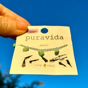 NWT  PuraVida Anklet Dangling Gem Chain Ankle Bracelet Rhodium Plated